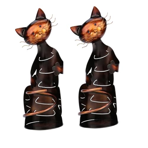 KEALBAUS 2 Stück Weinhalter in Katzenform, Katzen-Weinflaschenhalter, Skulptur, Ständer, Metall, Dekorativ von KEALBAUS
