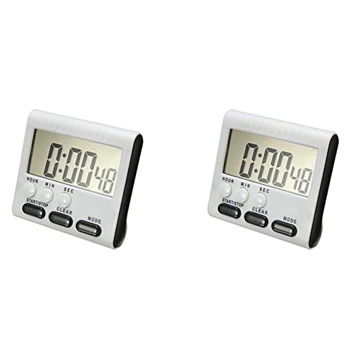 KEALBAUS 2 x Digitaler Eier-Timer / Küchentimer, mit akustischem Alarm, Funktion oben und unten, Magnethalterung, Schwarz von KEALBAUS