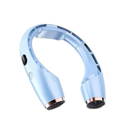 KEALBAUS 4000 mAh Summer Neck Fan Portable Neck Cooler Mini Electric Fan wiederaufladbar Neck Cooling Bladeless Fan für Outdoor Blau von KEALBAUS