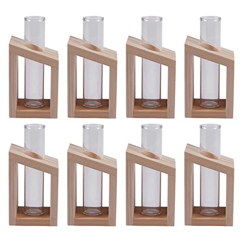 KEALBAUS 8 x Reagenzglasvase aus Kristallglas in einem Ständer aus Holz, Blumentöpfe von KEALBAUS