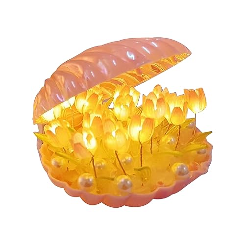 KEALBAUS DIY Muschel Tulpe Nachtlicht handgefertigt DIY Mädchen Tulpe Nachtlicht für Wohnzimmer Schreibtischlampe Romantisches Licht Rosa von KEALBAUS
