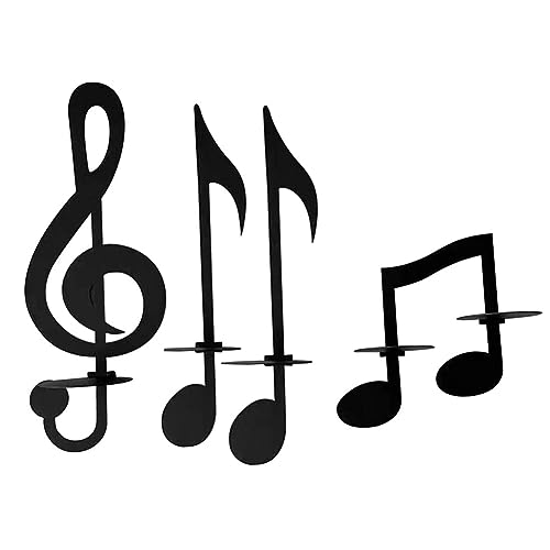 KEALBAUS Kerzenhalter in Form von Musiknoten, Kerzenhalter in Form einer Musiknote, aus Metall, Kerzenhalter in Form von Musiknoten, aus Metall von KEALBAUS