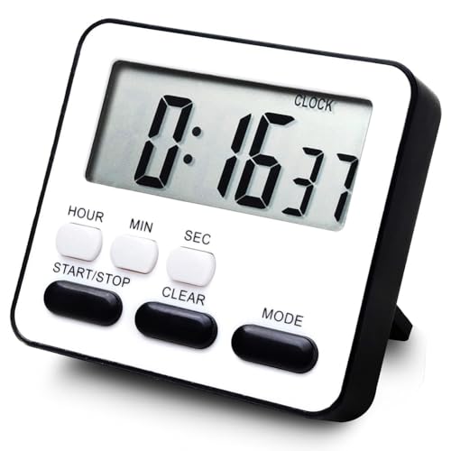 KEALBAUS Küchentimer, Countdown, multifunktionaler Wecker, Schreibtischuhr, schwarz, einfache Installation, einfach zu bedienen von KEALBAUS