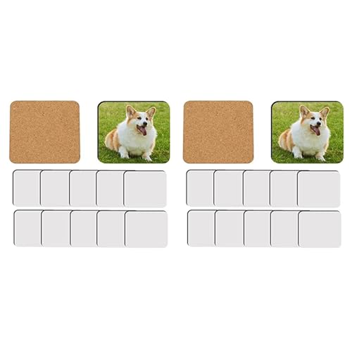 KEALBAUS Sublimation Square Coaster Blanks Bulk MDF Blanks Hardboard Cork Coasters Blanks MDF Cork Coasters Blanks 24 Stück von KEALBAUS