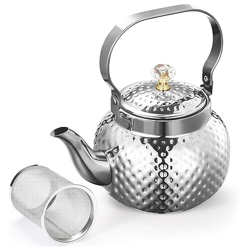 KEALBAUS Teekanne aus Edelstahl mit Teesieb, 1,2 l, Teekanne mit abnehmbarem Filter zum Filtern von Tee oder anderen Tees, hochwertig, einfach zu verwenden, silberfarben KEALBAUS Teekanne aus Edelstahl mit Teesieb, 1,2 l, Teekanne mit abnehmbarem Filter zum Filtern von Tee oder anderen Tees, hochwertig, einfach zu verwenden, silberfarben von KEALBAUS