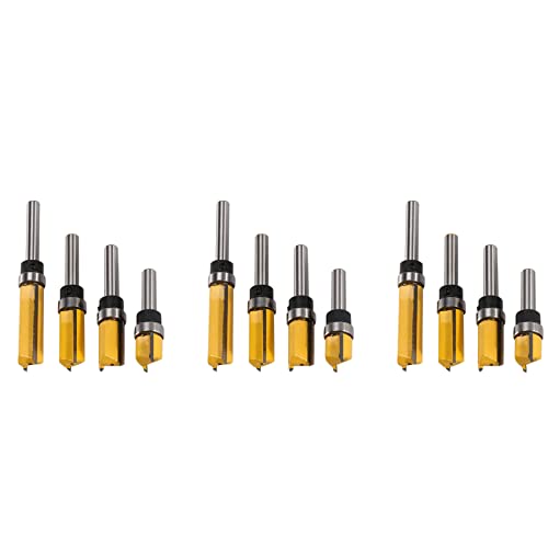 KEALLANS 12Pcs Flush Trim Router Bits Top Lager Router Bit 1/4 Schaft Gerade Muster Vorlage Router Bit Holzfräser Werkzeug von KEALLANS