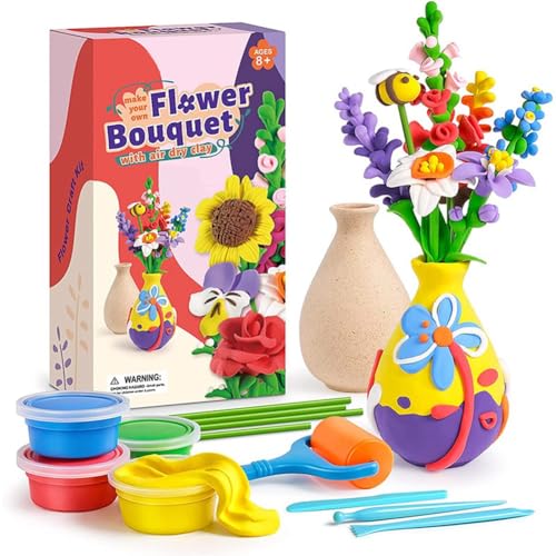 KEALLANS 1Set Flower Crafts Kit für Kids Arts and Bastel Luft Trockener Ton für Mädchen im Alter Von 6+ von KEALLANS