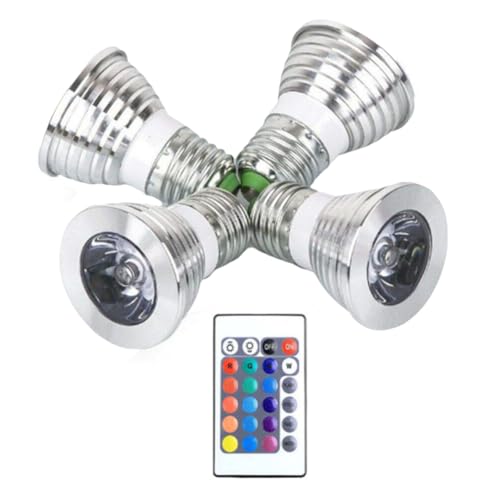 KEALLANS 4 Leuchtmittel E27 und 1 Fernbedienung mit Speicherfunktion, 17 wechselbare Farben, Spot, 4 dynamische Beleuchtungsmodi. von KEALLANS