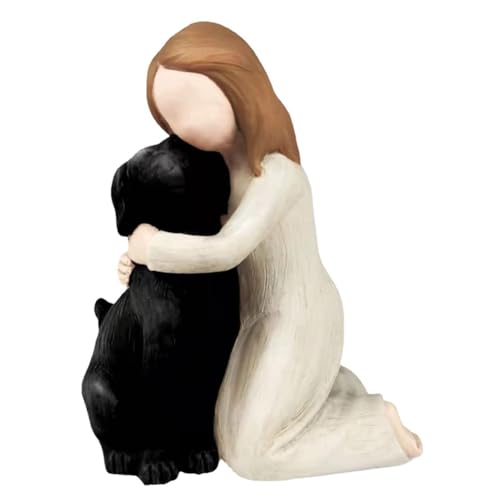 KEALLANS Love My Dog Figuren-Statuen, Hundeengel-Freundschafts-Erinnerungsgeschenke, Geformte Handbemalte Figuren für Hundeliebhaber, Schwarz, Einfache Installation, Einfach zu Bedienen von KEALLANS