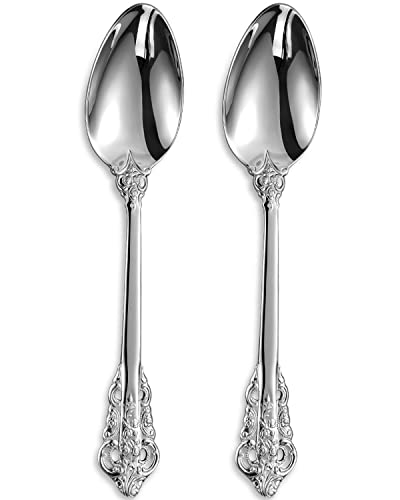 KEAWELL 2-teiliger wunderschöner großer Servierlöffel, 18/10 Edelstahl, feiner großer Servierlöffel, stabiler Esslöffel, spülmaschinenfest, 23,9 cm (Silber) von KEAWELL