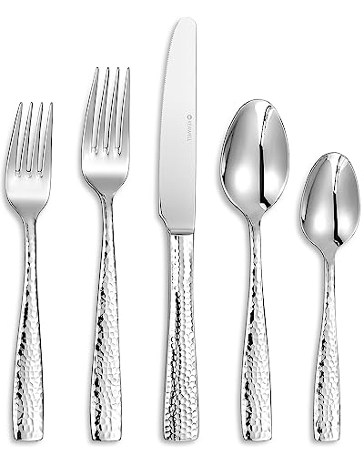 KEAWELL Louis Premium 20/45/65-teiliges Besteck-Set mit quadratischem Rand, 18/10 Edelstahl, Service für 4/8/12, feines Besteck-Set, spülmaschinenfest (20) von KEAWELL