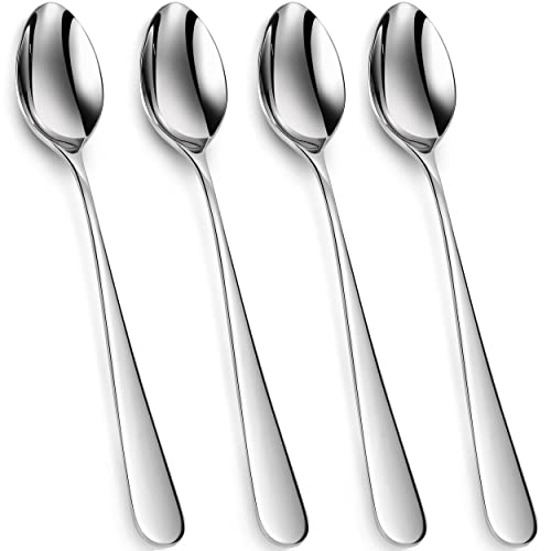 KEAWELL Louise Eisteelöffel mit langem Griff, 18/10 Edelstahl, brillante Spiegeloberfläche, Teelöffel für Kaffee, Cocktails und Getränke, spülmaschinenfest, 19 cm, 4 Stück von KEAWELL