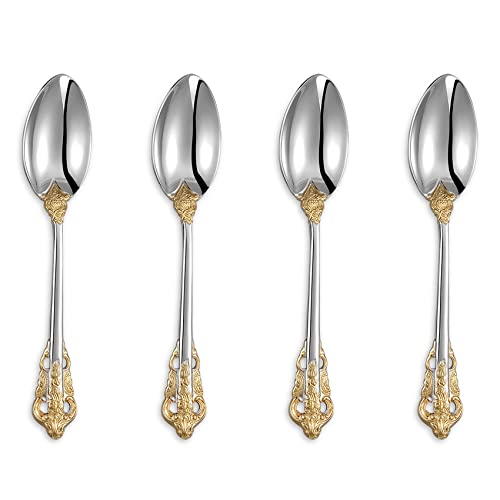 KEAWELL Luxuriöse Teelöffel, 16 cm, 18/10 Edelstahl, wunderschöne kleine Löffel, Rühren, Mischen, Zucker, Kuchen, Dessertlöffel, Mini-Antipastolöffel (Goldakzent) von KEAWELL