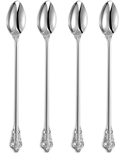 KEAWELL Luxuriöses 22,9 cm langes Eistee-Löffel-Set – 4-teilig – wunderschönes Design mit außergewöhnlicher hochglanzpolierter Oberfläche – 18/10 Edelstahl – perfekt für hohe Gläser, Cocktails und von KEAWELL