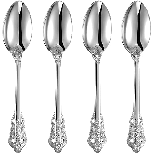 KEAWELL Luxuriöses Esslöffel-Set, 4 Stück, 18/10 Edelstahl, Besteck-Löffel-Set, hochglanzpoliert, 20 cm (7,8 Zoll) (Silber) von KEAWELL