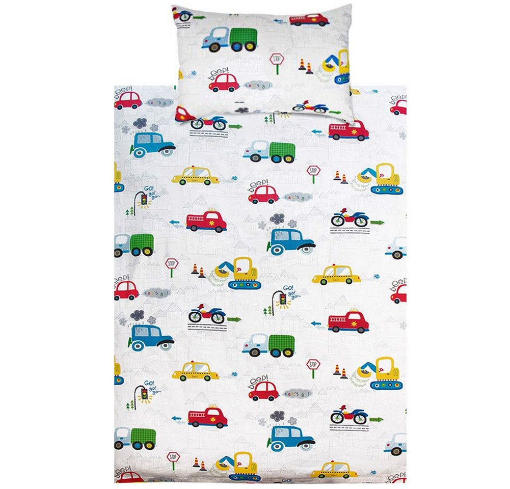 Babybettwäsche CAR/ZOO, KEAYOO, Baumwolle, 2 teilig, Autos Muster 100% Baumwolle mit Reißverschluss von KEAYOO