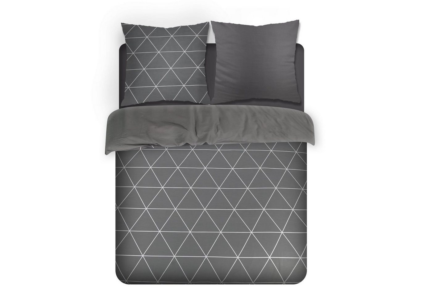 Bettwäsche Geometrisches Linienmuster, KEAYOO, Baumwolle, 2 teilig, 100% Baumwolle Bettwäsche mit Reißverschluss Dunkelgrau von KEAYOO