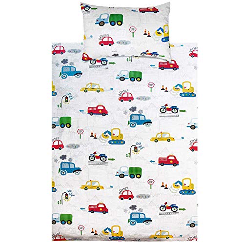 KEAYOO Kinderbettwäsche 100 x 135 100% Baumwolle Autos mit Reißverschluss für Mädchen Jungen von KEAYOO