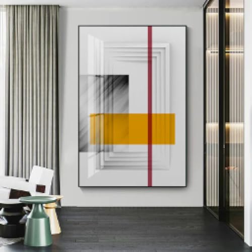 KEBIA Minimalistisches geometrisches Farbblock-Leinwand-Kunstgemälde, abstraktes Orange-Rot, Poster und Drucke für Wohnzimmer, Heimdekoration, 70 x 100 cm, rahmenlos von KEBIA