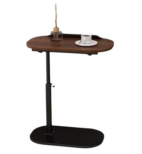 KEBMCHN Klein Couchtisch, Holz Sofatisch Höhenverstellbar, C Form Couch Beistelltisch für Kaffee und Laptop, Modern Mobiler Kaffeetisch Side Table Für Wohnzimmer Und Schlafzimmer (Nussbaum) von KEBMCHN