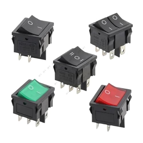 10PCS KCD5 21x24mm 21 * 24mm Rocker Switches Kit 4 Pin 6Pin 2 Position 3 Position 6A/12A 250VAC ON-OFF ON-OFF-ON Power Switch(2D6P-Green) von KEBTOKMRW