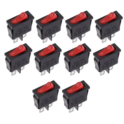 10Pcs 9x21mm KCD1-110 Black Super Thin Rocker Switch NO/OFF 2 Pin Small Instrument Power Switch(2D2P-Red) von KEBTOKMRW
