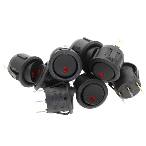 10Pcs ON/OFF 12V 220V 20mm Round Rocker Dot Switch Waterproof LED Light Luminescence Toggle Switches 3Pin(Red,AC 220V) von KEBTOKMRW