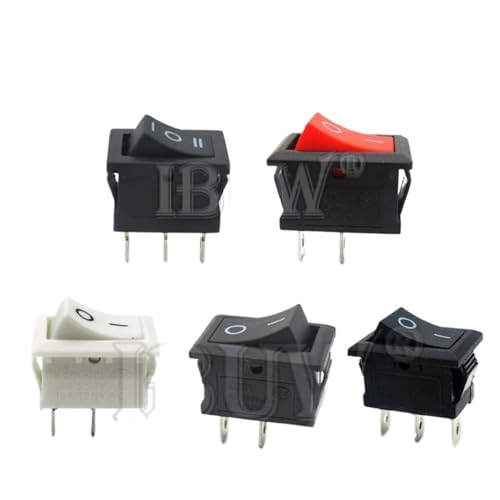 10Pcs Push Button Switch 10x15mm 15x21 2Pin 3pin 3A 250V KCD11 Snap-in On Off Boat Rocker Switch 10MM*15MM Black Red White SPST(3Pin 2 block Black) von KEBTOKMRW