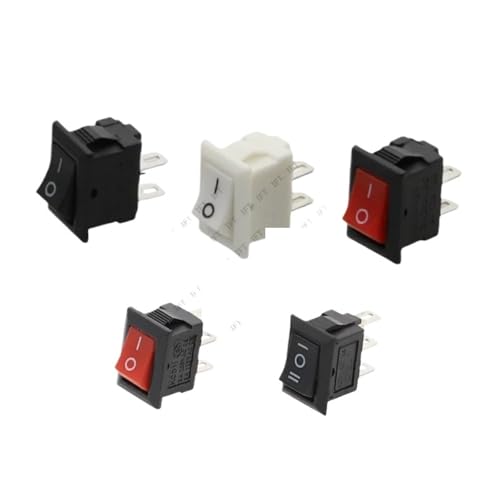 10Pcs Push Button Switch 10x15mm SPST 3Pin 3A 250V KCD11 Snap-in on/Off Mini Rocker Switch 10MM*15MM Black Red and White DIY(2D2P-Black) von KEBTOKMRW