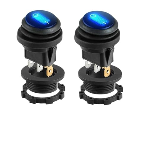 12V 20A Waterproof Rocker Switch Blue LED Lighted Round ON Off 3 Pin 12 Volt Weatherproof for Marine Car RV Truck(2) von KEBTOKMRW