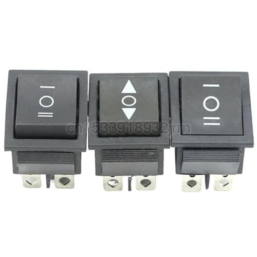 1PCS KCD4 25X31mm Black Rocker Switch 6 Pin 3 Position ON-OFF-ON Double Reset/Latch Switch 16A 250V 20A 125VAC(Gold) von KEBTOKMRW