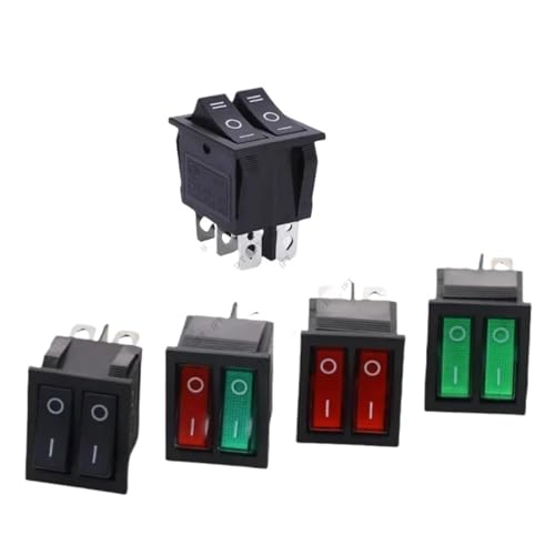 1PCS KCD8 6PIN 16A 250V 20A 125V Double Light switch Rocker Switch Waterproof ON-OFF KCD6 Boat Power Switchs(2D6P-Green Green) von KEBTOKMRW