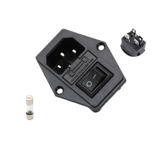 1Pcs AC-01A power Rocker Switch w Fuse IEC 3 Pin 320 C14 Inlet Power Sockets Switchs Connector Plug 10A 250V(Black-4 Pin) von KEBTOKMRW