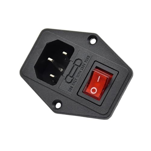 1pc Power Rocker Switch IEC 3 Pin 320 C14 Inlet Power Sockets Switch Connector Plug 16A 250V with 10A fuse red green(Red) von KEBTOKMRW