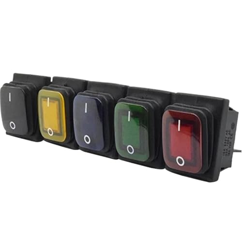 30x22 Heavy Duty Waterproof Rocker Switch 12V Red LED 220V Light Illuminated 16A 250VAC KCD4-201 DPST Switch 4pin(BLACK NO LIGHT_12-24V) von KEBTOKMRW