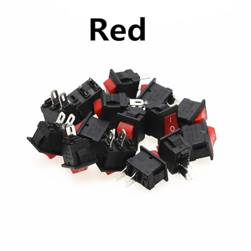 5/15pcs Mini Rocker Switch SPST Black and Red Snap in Switches Button AC 250V 3A /125V 6A 2 Pin I/O 10 * 15mm On-off Switch Rocker(Red,5 PCS) von KEBTOKMRW
