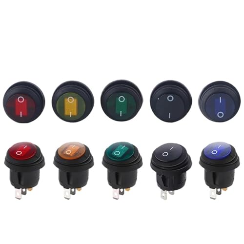 5/20/100PCS 3Pin KCD1 Mini Round Circular Shape Waterproof Rocker Switch ON/OFF Electrical Equipment With Lighting Power 12V(LED BLUE 12V-24V,5PCS) von KEBTOKMRW