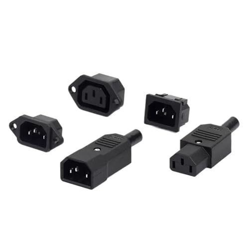 5PCS Computer Mount Outlet 3 Pin IEC320 C14 Electrical Power Socket LED Rocker Switch Brass 10A Fuse Inlet Plug Connector 250v(AC-02 Copper Pins) von KEBTOKMRW