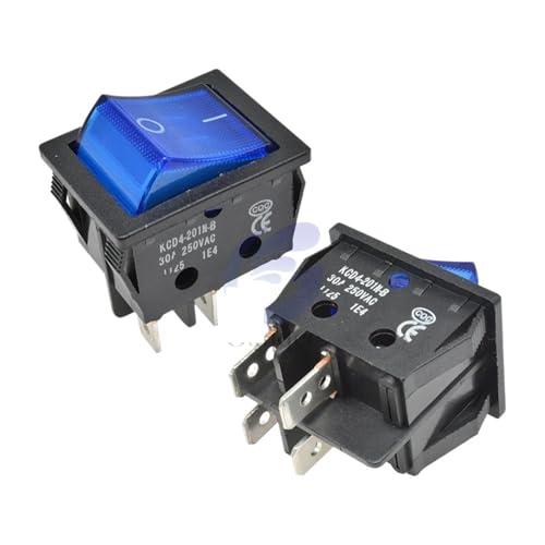 5cs KCD4 Rocker Switch Button ON OFF 2 Position 4 Pins Electrical Equipment With Light Power Switch Silver Contact 30A/250V(Yellow) von KEBTOKMRW
