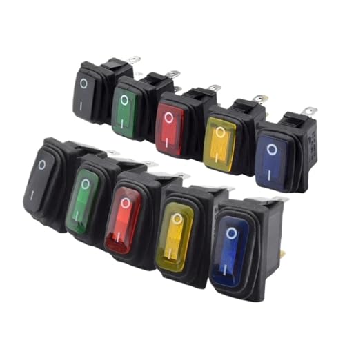 KCD1 KCD3 Light Button Switch Waterproof Illuminated Rocker Switch 12V 220V Lamp 2/3 Pin SPST ON OFF Car Dashboard Boat Marine(YELLOW_ON-OFF_220V) von KEBTOKMRW