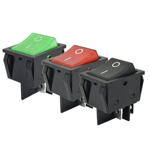 KCD4-201 30x22 30A 250VAC Heavy Duty KCD4 Rocker Switch 20A 250VAC DPST ON OFF latching 12V 220V Red Green Blue LED Illuminated(Red,30A 250VAC_12V LIGHT) von KEBTOKMRW