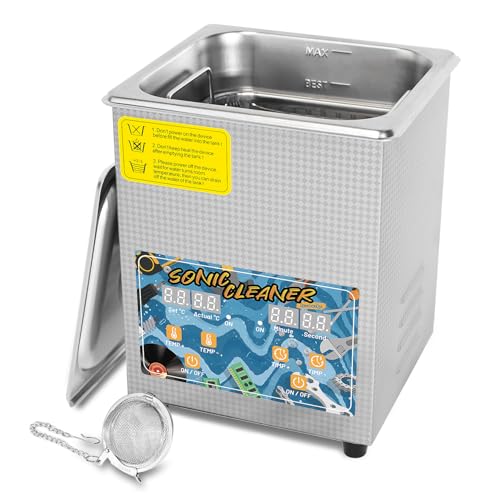 KECOOLKE 2.2 L Ultraschallreiniger mit großer Kapazität mit Heizung und Zeiteinstellung 60 W Edelstahl Professioneller Schallreiniger für die Reinigung Werkzeug Uhr Gläser von KECOOLKE