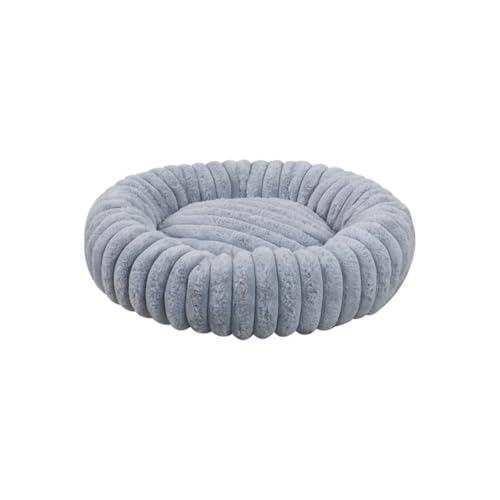 Großes Katzenbett, weiches Plüsch, beruhigendes Haustierbett, rutschfeste Unterseite für kleine, mittelgroße und große Hunde und Katzen (Hellgrau, Durchmesser 40 cm) von KEDAOLA