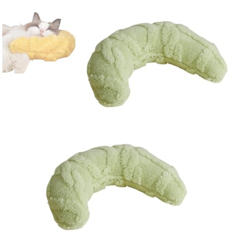 KEDAOLA Haustierkissen, Plüsch-Mond-Kuschelkissen, weiches Katzen-Hunde-Nackenkissen zur Gelenkentlastung, Schlafverbesserung für Hunde und Katzen (Grün) von KEDAOLA