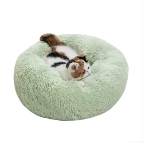 KEDAOLA Plüsch-Hundebett, beruhigendes, rundes Haustierkissen mit rutschfester Unterseite, flauschiges Donut-Bett für kleine, mittelgroße Katzen und Hunde (Fruchtgrün, 60 cm) von KEDAOLA
