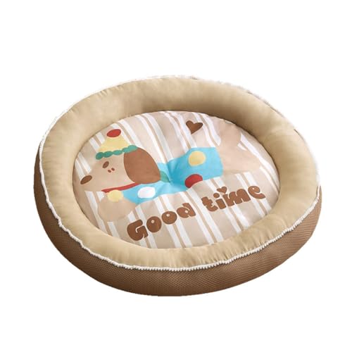 Katzenbett mit Seiten, flauschiges, bequemes Baumwollpolster für den Innenbereich, rundes Hundesofa mit Anti-Rutsch für kleine, mittelgroße Hunde, Katzen (Kaffeebraun, 60 x 60 cm) von KEDAOLA