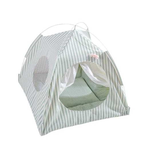 Katzenzelt Höhlenbett mit abnehmbarem Kissen, 2-in-1 Katzen-Hunde-Tipi-Haus, Haustier-Tipi-Haus, tragbares Haustierhaus für Katzen/Hunde (Matcha-Grün) von KEDAOLA
