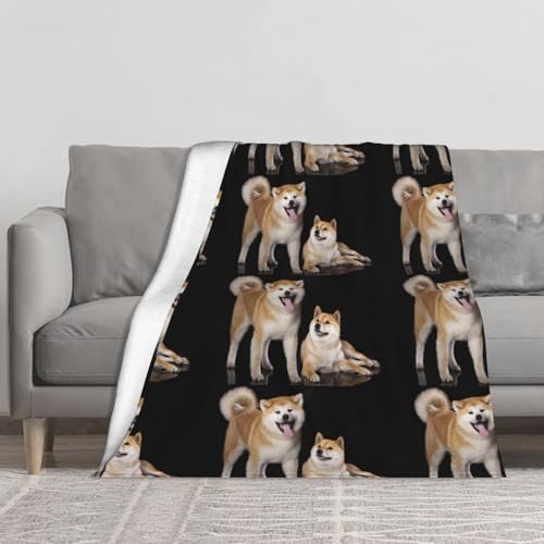 Shiba Inu Akita Inu Kuscheldecke, warme Flanell-Fleece-Plüsch-weiche Überwurfdecke als Bettdecke/Bettlaken, 127 x 152 cm von KEDDJI