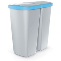 Abfalleimer mit 2 separaten Deckeln 45l weiß und blau von KEDEN