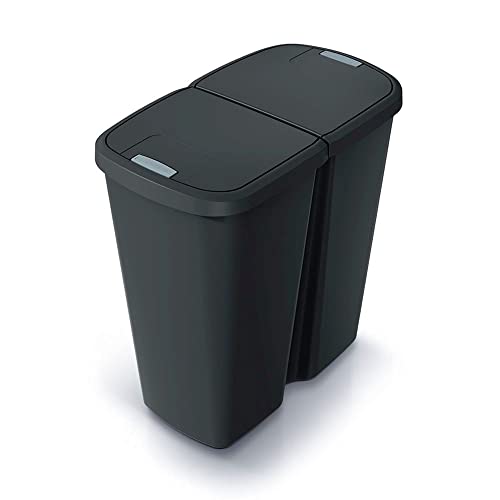Abfallbehälter mit 2 separaten schwarzen Deckeln KEDEN 45L. von KEDEN